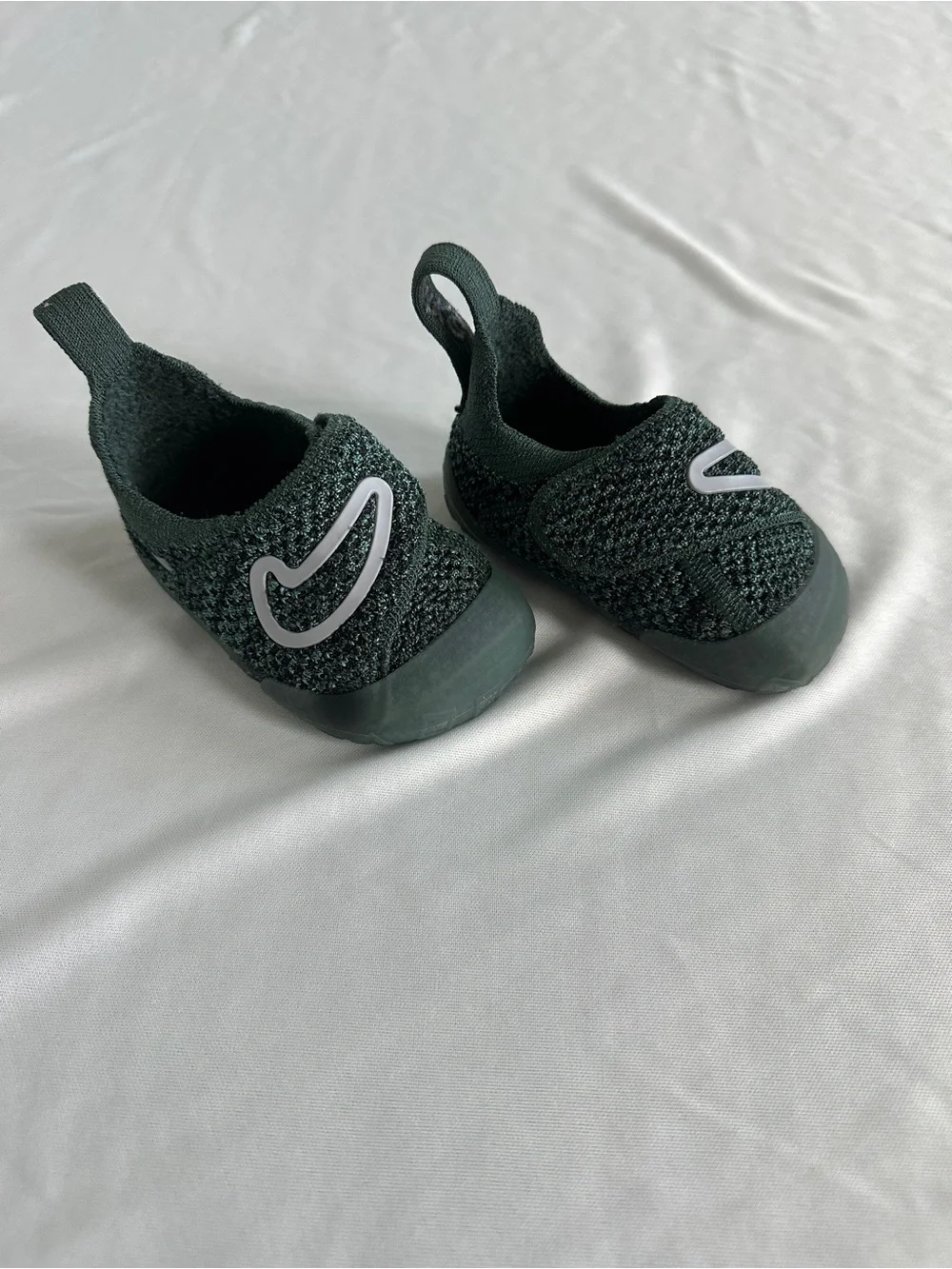 Nike Kids Green Knit Slip-On Shoes with White Swoosh